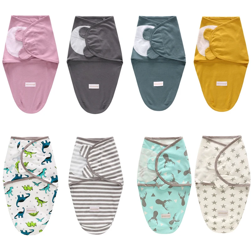 

Unisex Newborn Swaddle Wrap+Hat Cotton Baby Receiving Blanket Bedding Cartoon Cute Sleeping Bag Infant Sleep Sack for 0-6 Months