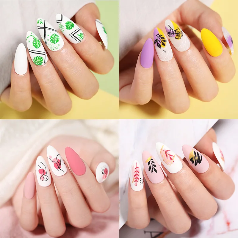 

NICOLE DIARY 7Pcs Nail Art Stamp Plate Mixed Flower Leaf Geometry Abstract Face Nail Stamping Plates Gel Nail Printing Tools