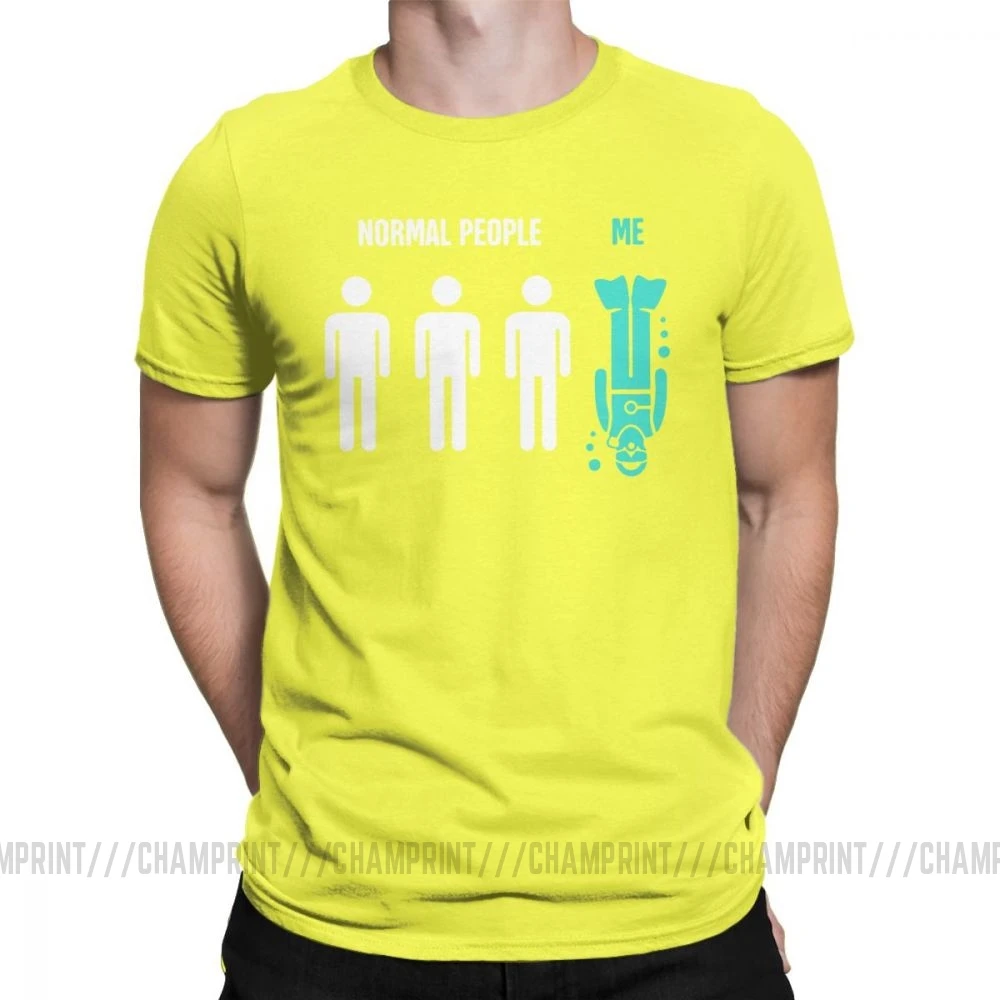 Мужские Забавные футболки для дайвинга с надписью Normal People Me, Спортивная футболка для дайвинга, дайвинга, подводного плавания, хлопковые топы, футболка с коротким рукавом - Цвет: Цвет: желтый