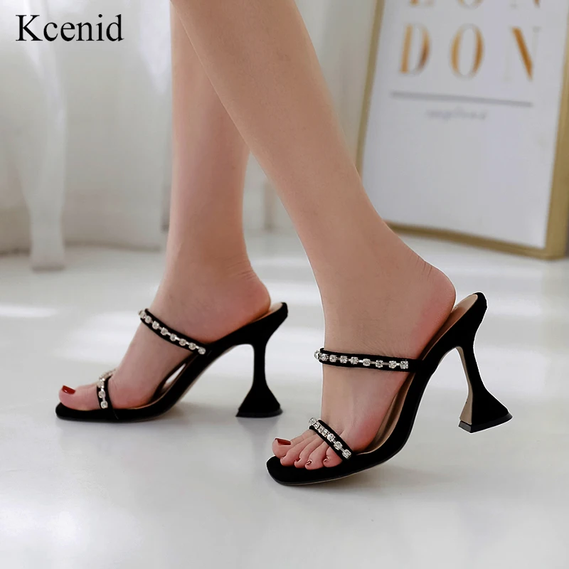 Женские шлепанцы на высоком каблуке с открытым носком|Тапочки| |