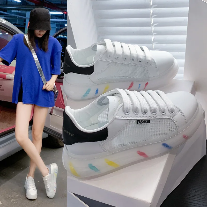 

True blasting bottom McQueen 2021 summer new white shoe female net surface breathable leisure sports torre MKG002 shoes
