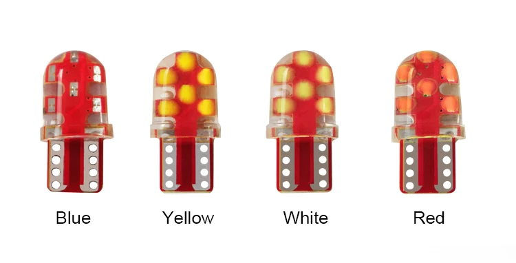 CROSSFOX 10x Автомобильный светодиодный T10 SMD12 W5W 194 светодиодный стояночный светильник для салона, клинообразный зазор, лицензионный светильник, белый, желтый, синий, красный
