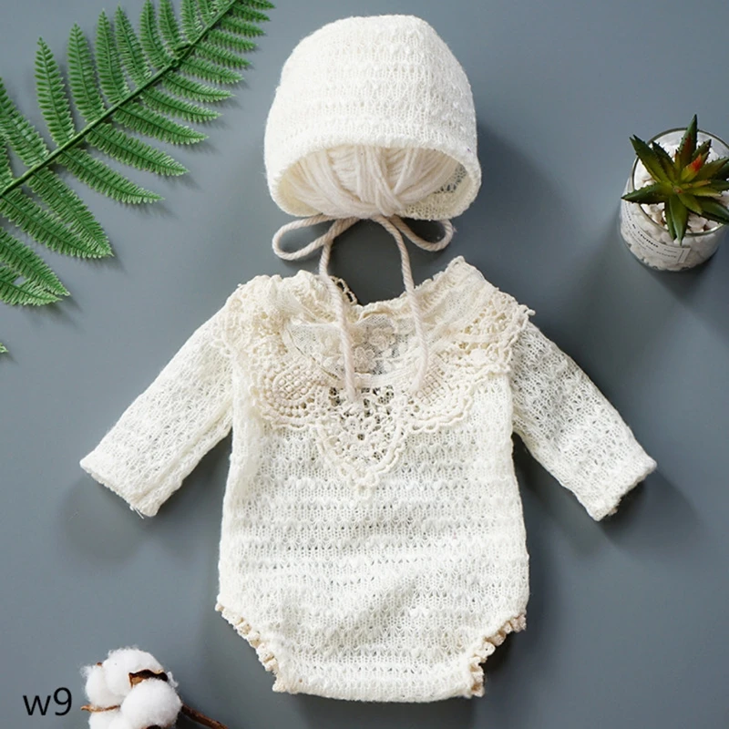 

Baby Cotton Hat Romper Set Newborn Photography Props Bonnet Cap Jumpsuit Suit Outfit Infants Photo Shooting Clothing