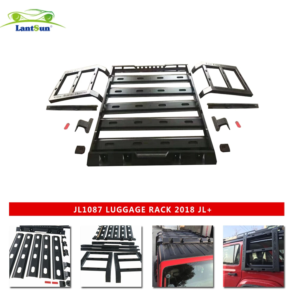 

JL1087 Cargo Basket Storm Roof Rack Luggage Carrier Compatible with Jeep Wrangler JL 4 Doors 2018-2021 LANTSUN
