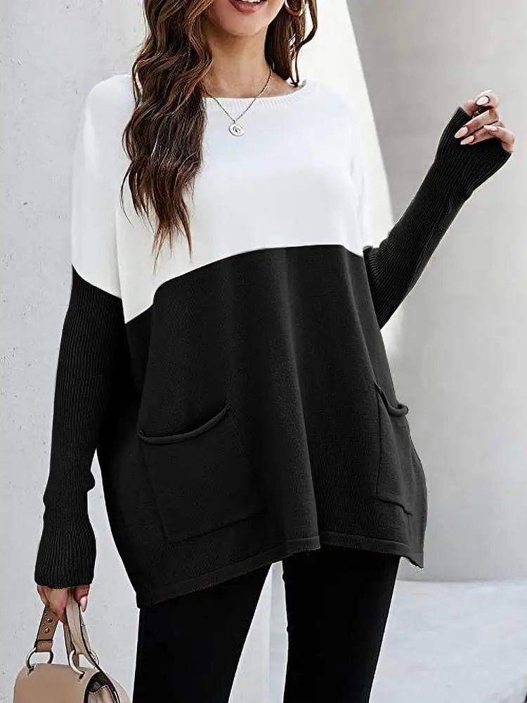 Женский свитер осенний Новый стиль белый вязаный пуловер абрикосового цвета с