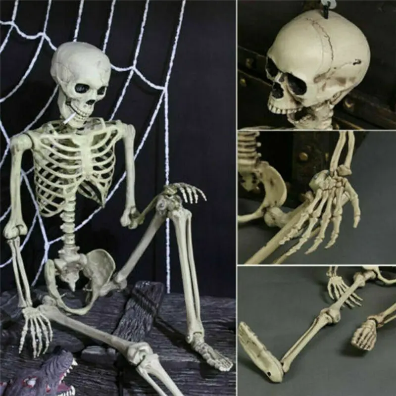 Poseable полный размер жизни человеческий скелет Декорации для хелоуин вечеринки