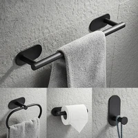 black 4 pcs bathroom hardware set black robe hook towel bar toilet paper holder bath stainless steel bathroom accessories set