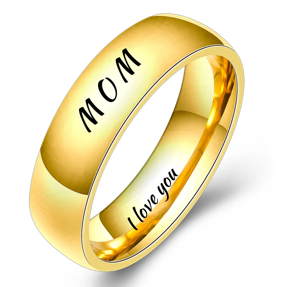 6mm MOM-G Семья для папы и сына, одежда для мамы и дочки с гравировкой выразить свою любовь память подарок кольцо Высокое качество Нержавеющая сталь ювелирные изделия Для женщин и мужчин кольца - Цвет основного камня: 6mm MOM-G