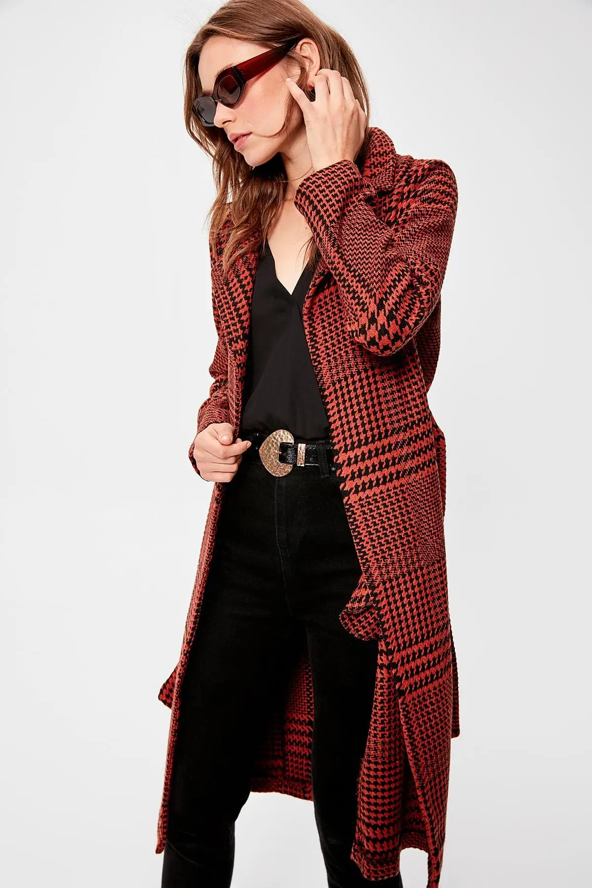 Трендовое пальто с принтом в виде корсета корсетом и корицей TWOAW20KB0133 | Женская