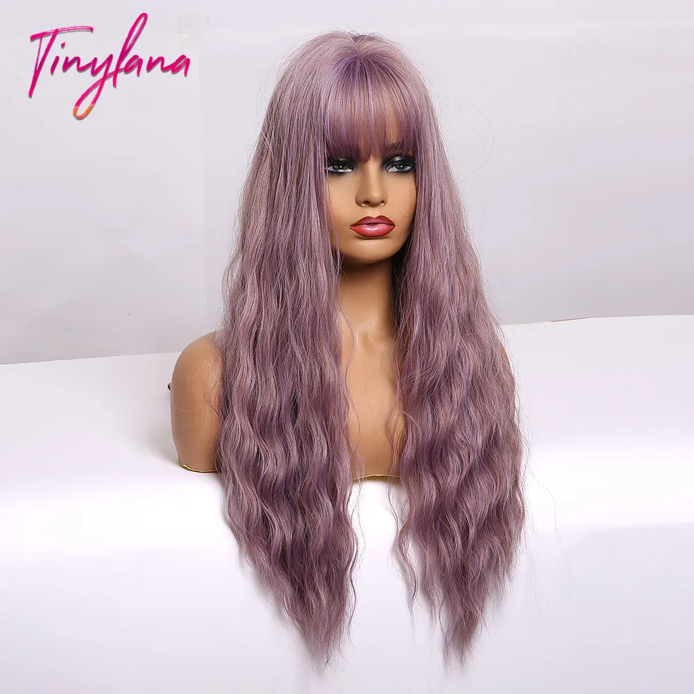 Крошечная Лана длинный Омбре фиолетовый пепельный блонд свободные волнистые