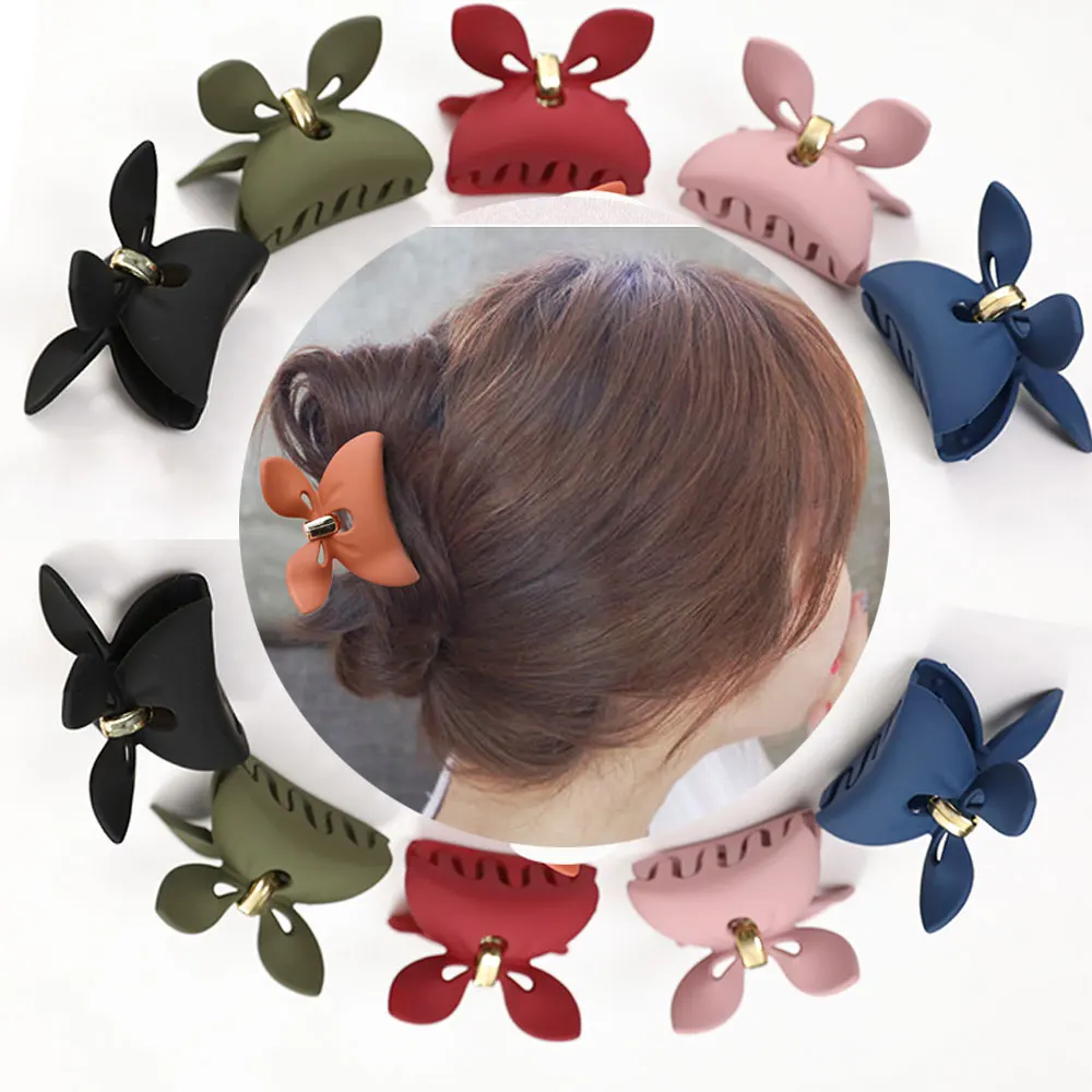 

New Women Rabbit Ear Acrylic Hair Clip Hairpins Solid Resin Scrub Hair Crab Hair Claws Women Make UP Washing Hair Accessories