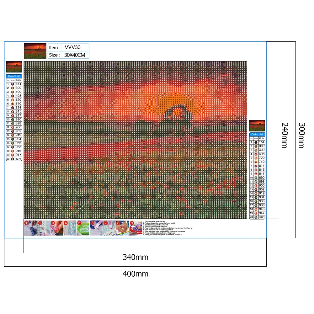 

5D Full Round Diamond Painting Landscape Painting DIY Ocean Of Flowers Mosaic Cross Stitch Mosaic Home Decoration Wall Paste