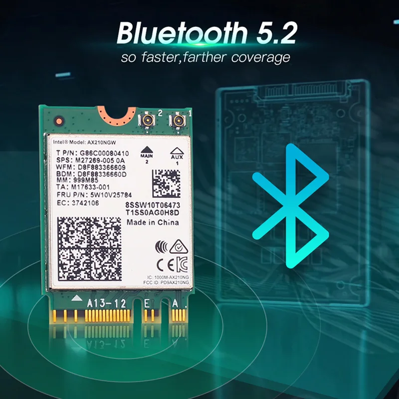 5374 Мбит/с WiFi 6E Intel AX210 Bluetooth 5 2 Беспроводная M.2 карта AX210NGW 4G/5 ГГц/6 ГГц 802.11ac/ax Wifi