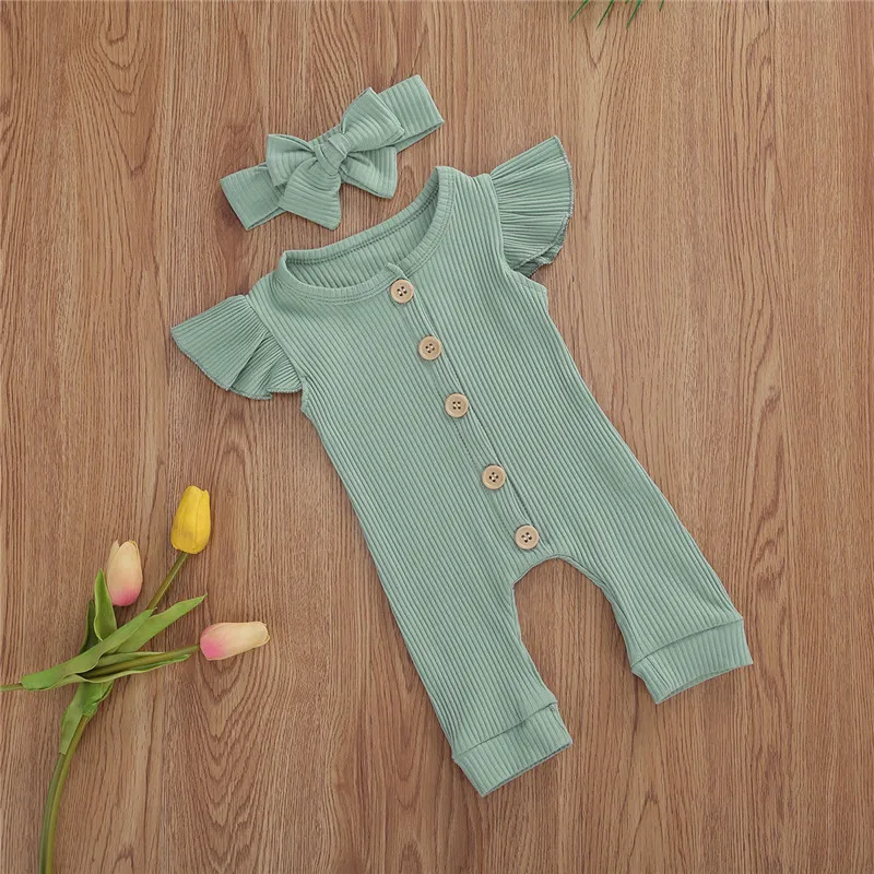 Модные комбинезоны для маленьких девочек летние милые однотонные однобортные