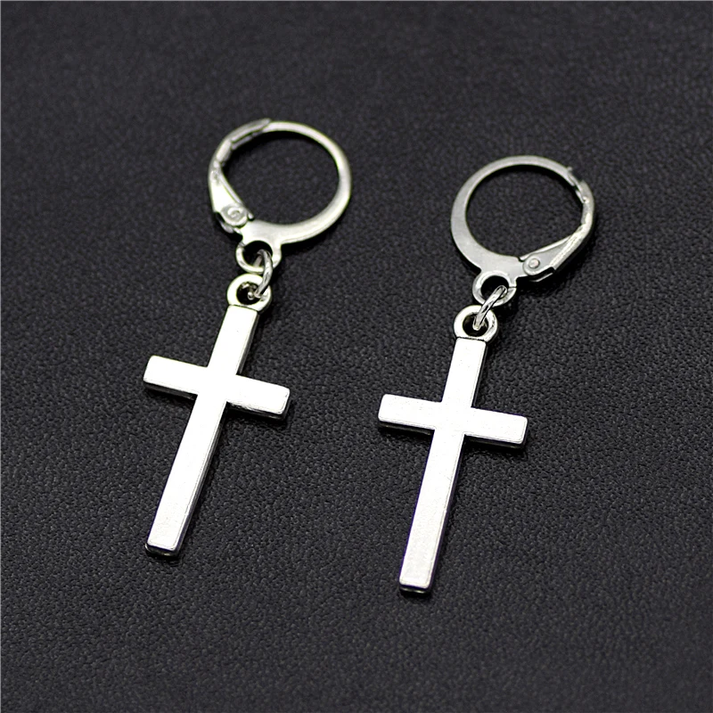 

Fashion Metal Hoop Cross Drop Earrings for Women Men Girls Party Punk Cross Pendant Dangle Ear Studs Earring Jewelry Gifts