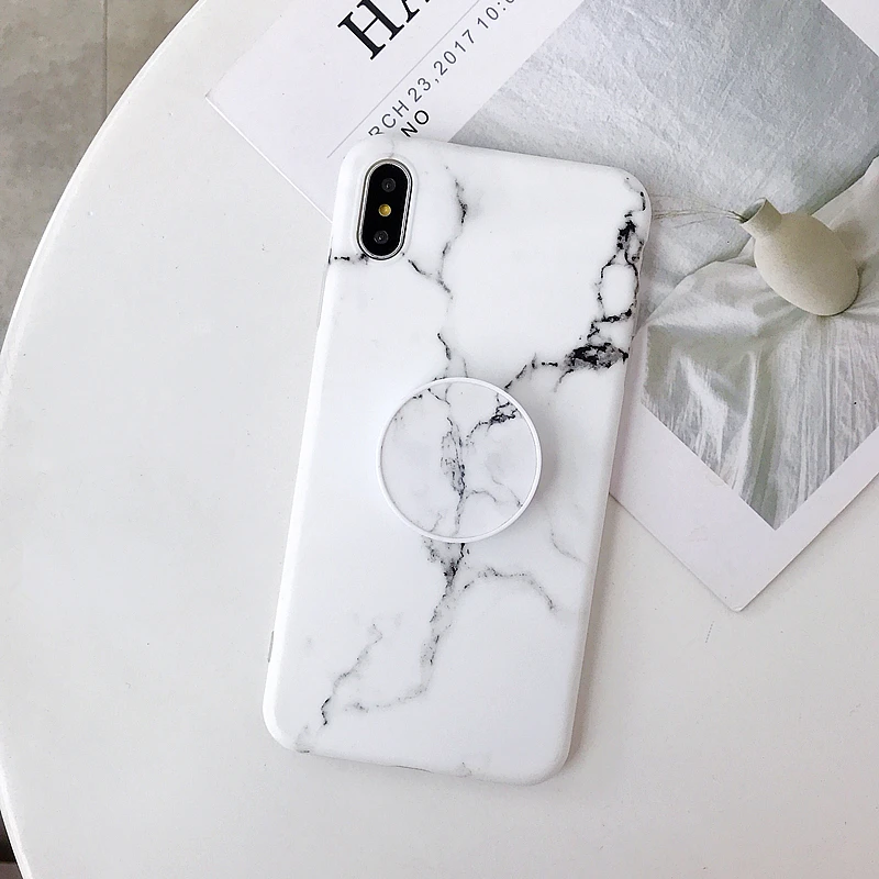 Для iPhone 11 Pro Max X XS XR MAX 6S 6 7 8 Plus мраморный Чехол Мягкий Силиконовый ТПУ с подставкой