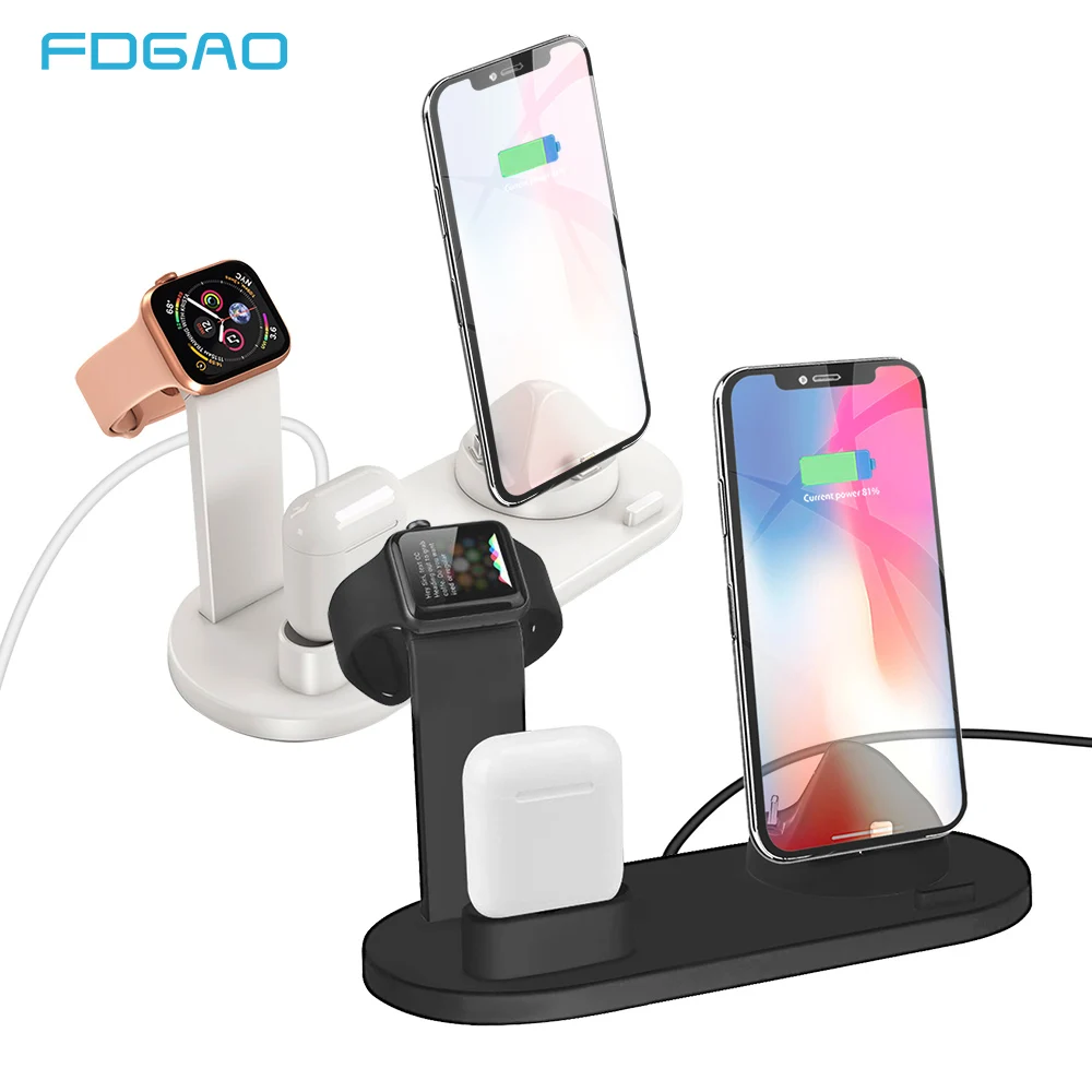Зарядная док станция FDGAO 3 в 1 для iPhone X XR XS Max 8 7 6 Plus Apple Watch 4 2 Airpods Держатель