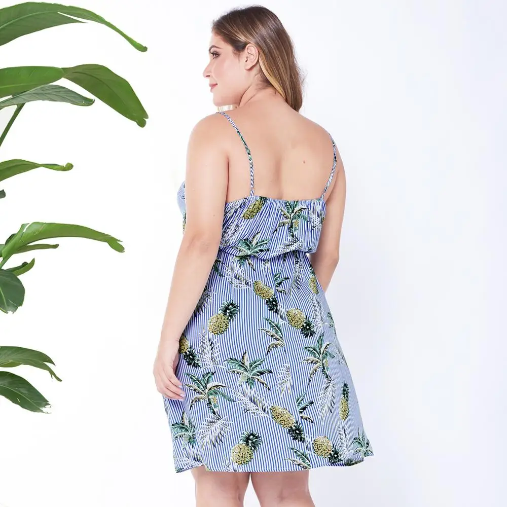 Летнее пляжное платье больших размеров 3XL 4XL женское без рукавов с принтом