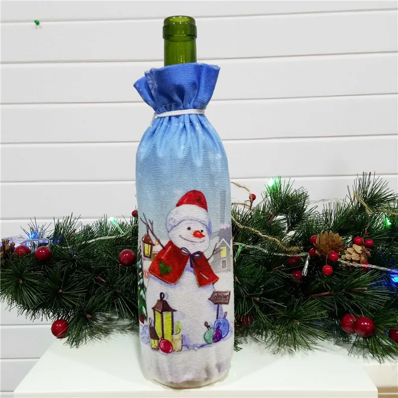 5pc Snowman Крышка для бутылки с красным вином сумки украшения дома вечерние Санта-Клаус Снеговик Рождественская упаковка Рождество Счастливого Рождества украшения - Цвет: 5pc Snowman