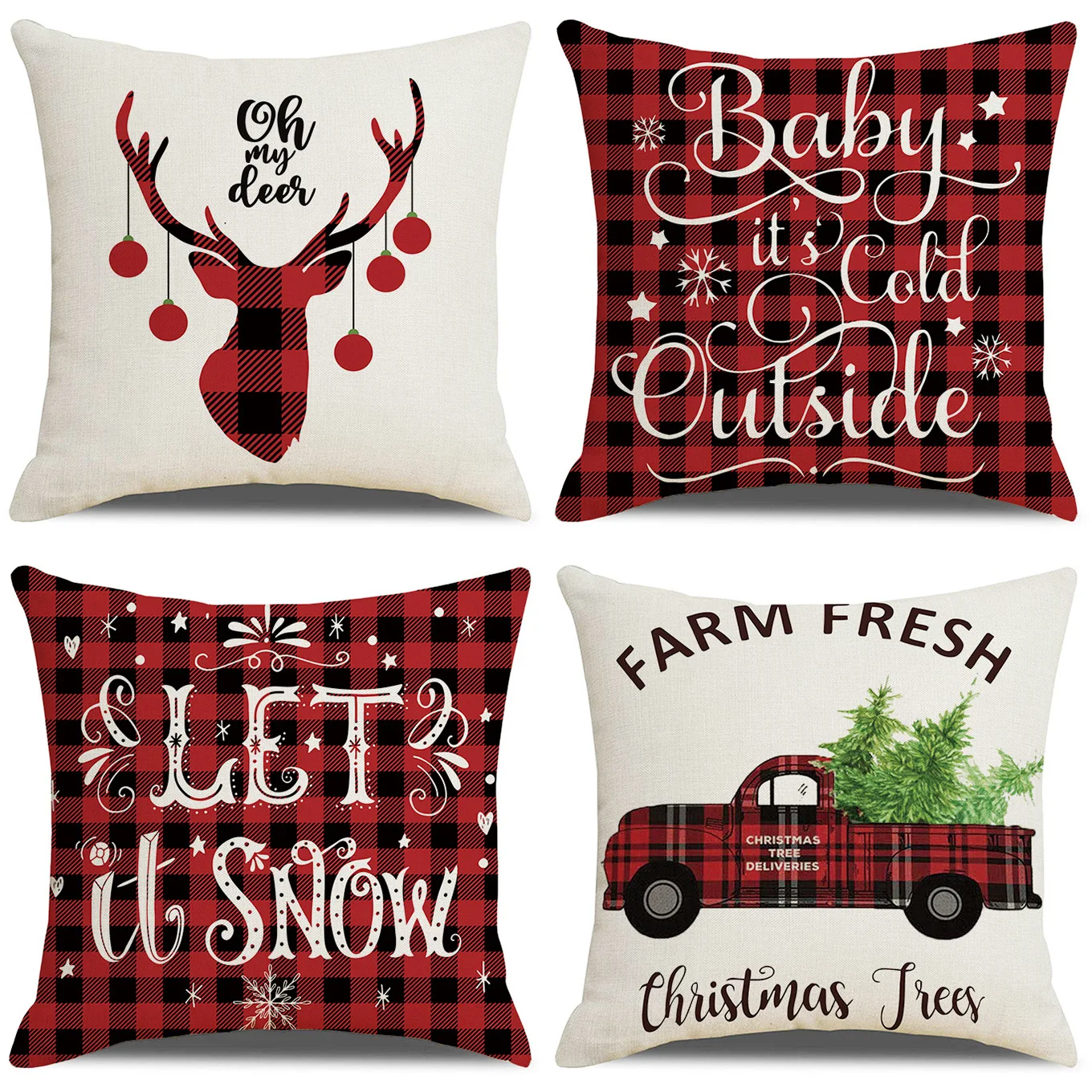 

Christmas Cushion Cover 45x45cm Pillowcase Merry Christmas Decoration for Home Sofa Throw Pillow Cases Cotton Linen Pillow Cover