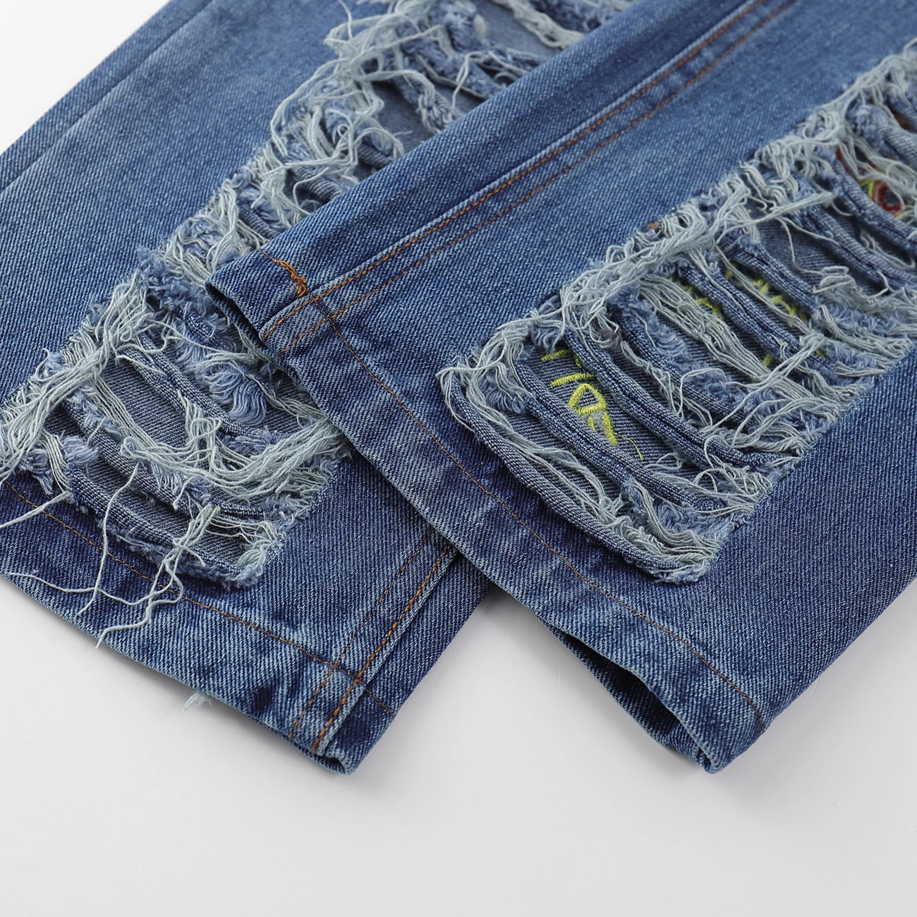 

Hip Hop Jeans Flame Embroidery Ripped Streetwear Patchwork Pocket 2021 Harajuku Denim Pants Joggers Hole Trousers