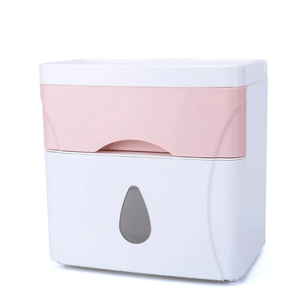 

Multifunctional Waterproof Tissue Box Bathroom Roll Paper Holder Case with Drawer
