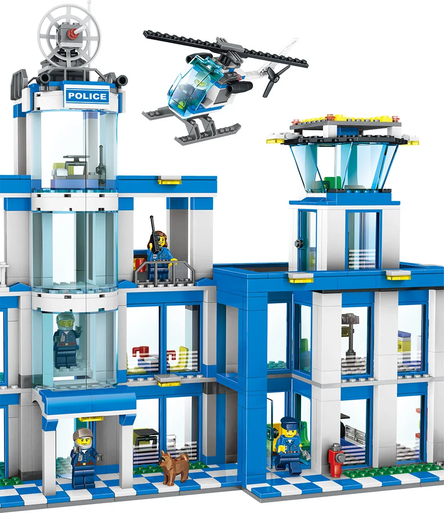 Городской сейрис полицейский участок контр Страйк Строительные блоки Кирпич набор Вертолет модель собрать