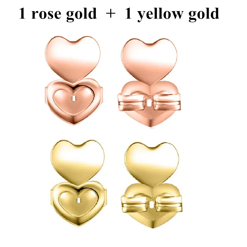 1 gold 1 rose gold Seanuo Золотые/серебряные серьги-гвоздики с гайкой, гипоаллергенные, подходят для сережек, поддержка для женщин - Окраска металла: 1 gold 1 rose gold
