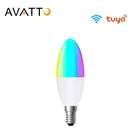 Умная лампа AVATTO Tuya 5 Вт с Wi-Fi и приложением Smart Life, светодиодная RGB лампа лампочка-свечка с регулируемой яркостью, голосовая связь с Alexa,Google Home