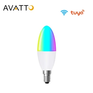 Умная лампа AVATTO Tuya 5 Вт с Wi-Fi и приложением Smart Life, светодиодная RGB лампа лампочка-свечка с регулируемой яркостью, голосовая связь с Alexa,Google Home