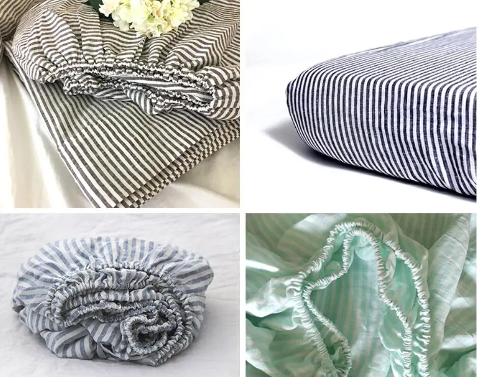 Простыня в полоску из 100% льна 1 шт./компл. дышащая антибактериальная приятная для