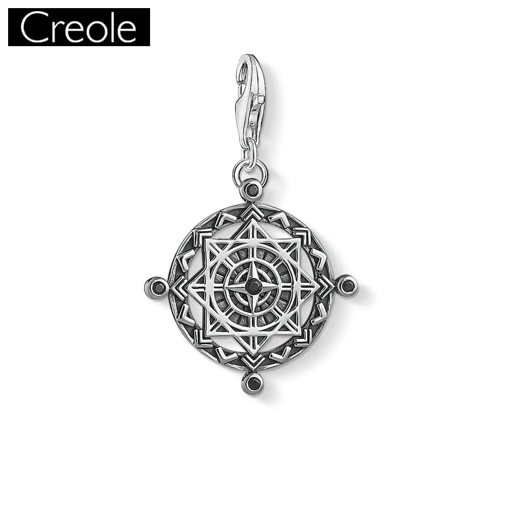 

Charm Pendant Disc Vintage Compass,2019 Fashion Jewelry Real Authentic 925 Sterling Silver Gift For Women Men Fit Bracelet