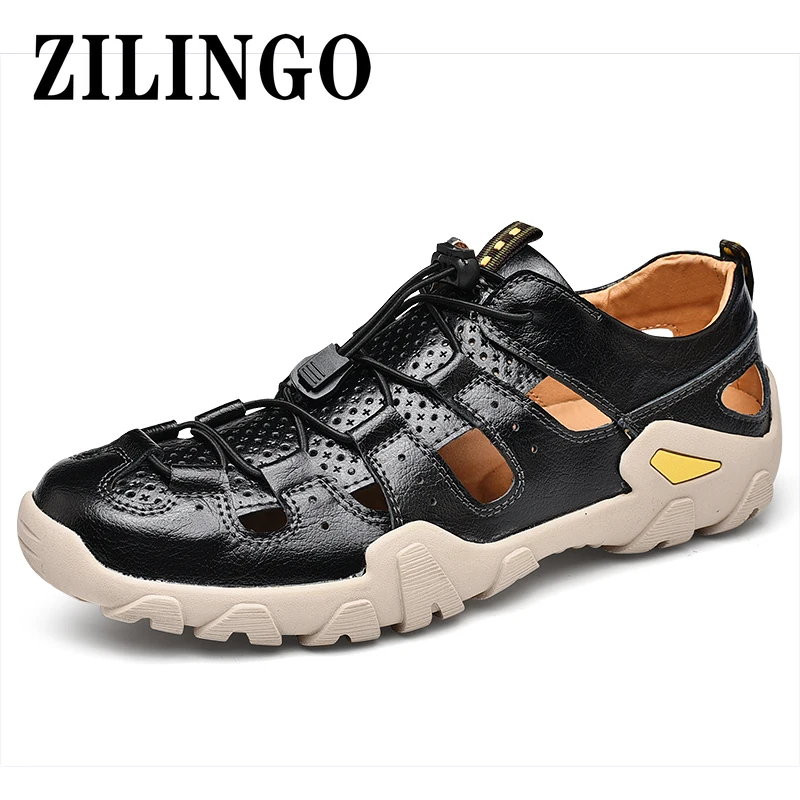 

Summer Men's Sandals Comfortable Leather Shoes Wading Beach Sandals Mens Gladiator Sandals Outdoor Sneakers Casual Shoes 38-48
