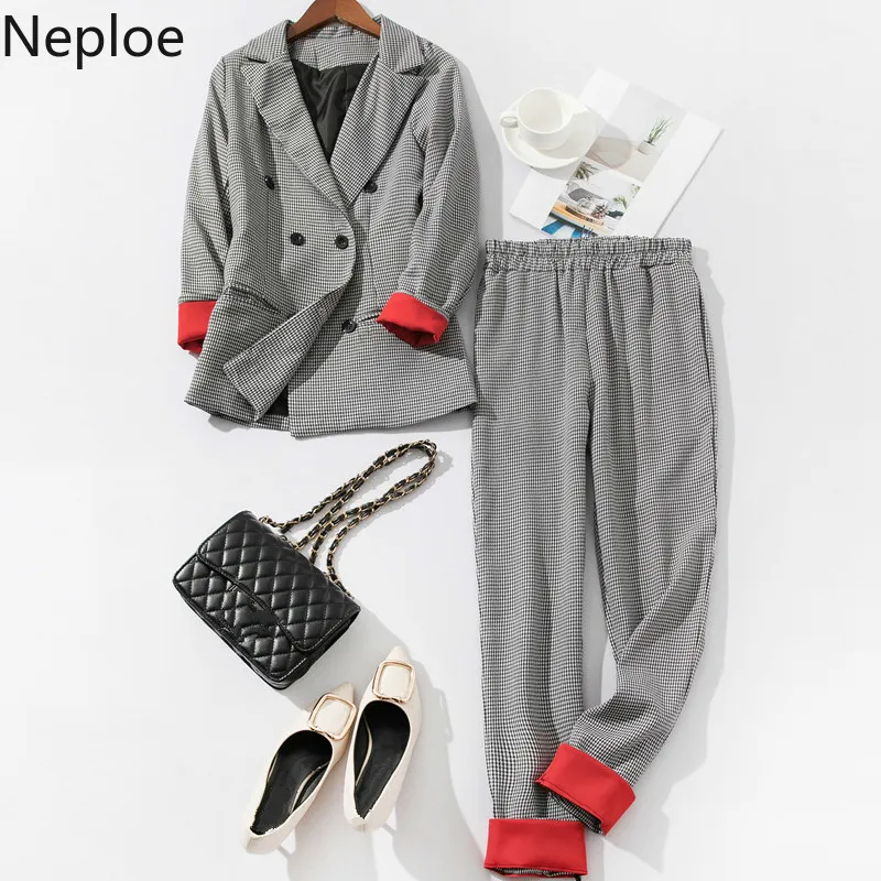 Neploe офисный стиль Блейзер Женский комплект из двух предметов в западном стиле с