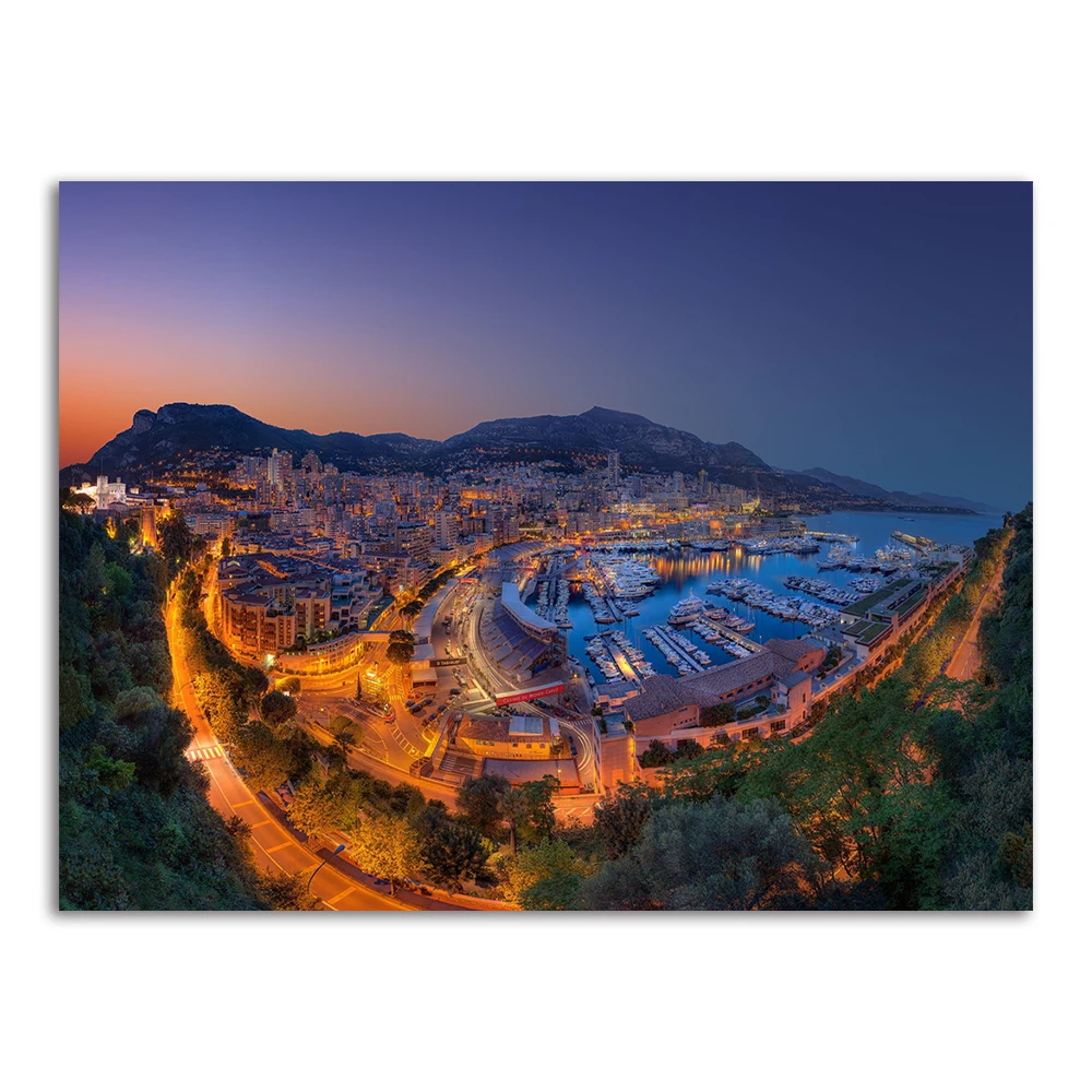 

Постер на холсте с изображением ночного видения Монако, настенные художественные картины, плакаты и принты, настенные картины для домашнег...