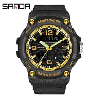 sanda 3036 brand mens sports watch military 50m waterproof dual display quartz digital electronic clock male relogios masculino