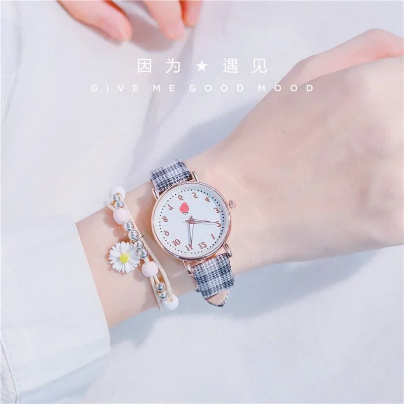 Лидер продаж 2021 женские часы кварцевые милые Светящиеся с клубникой