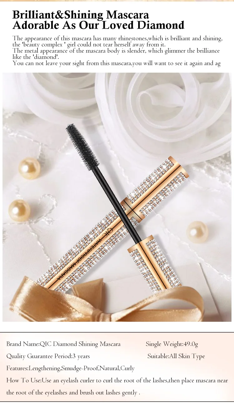 QIC Diamond Mascara Star Waterproof Rimel 4D Mascara For Eyelash Extension Black Thick Lengthening Eye Lashes Cosmetics
