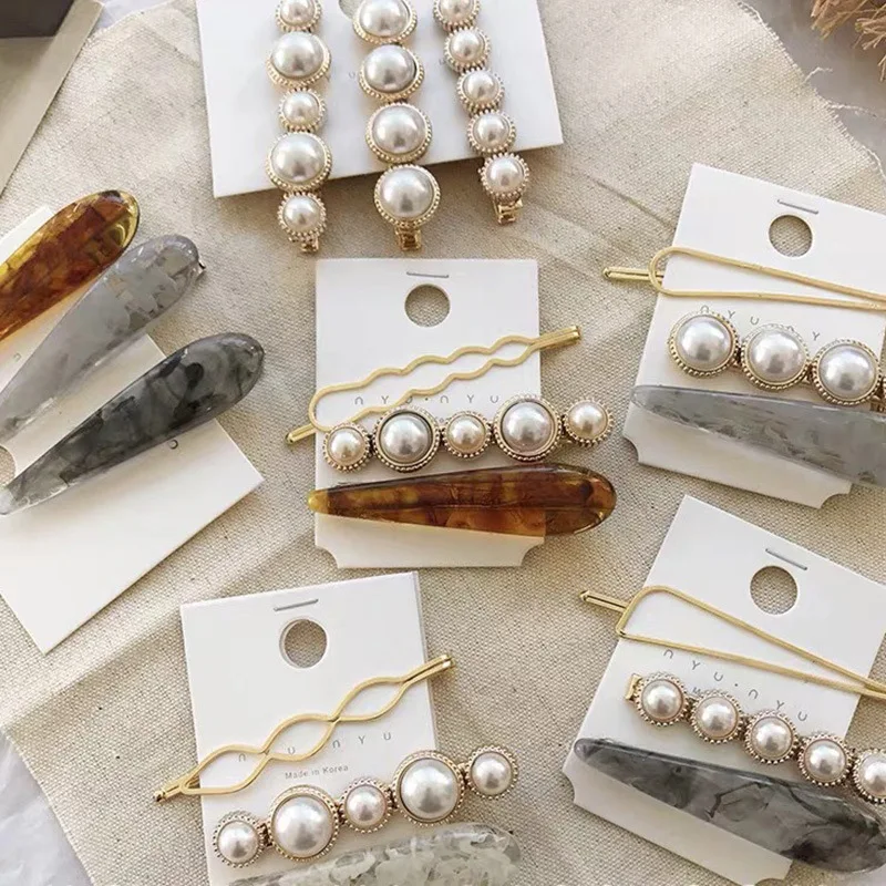 Модные женские простые заколки для волос комбинированный набор геометрические с