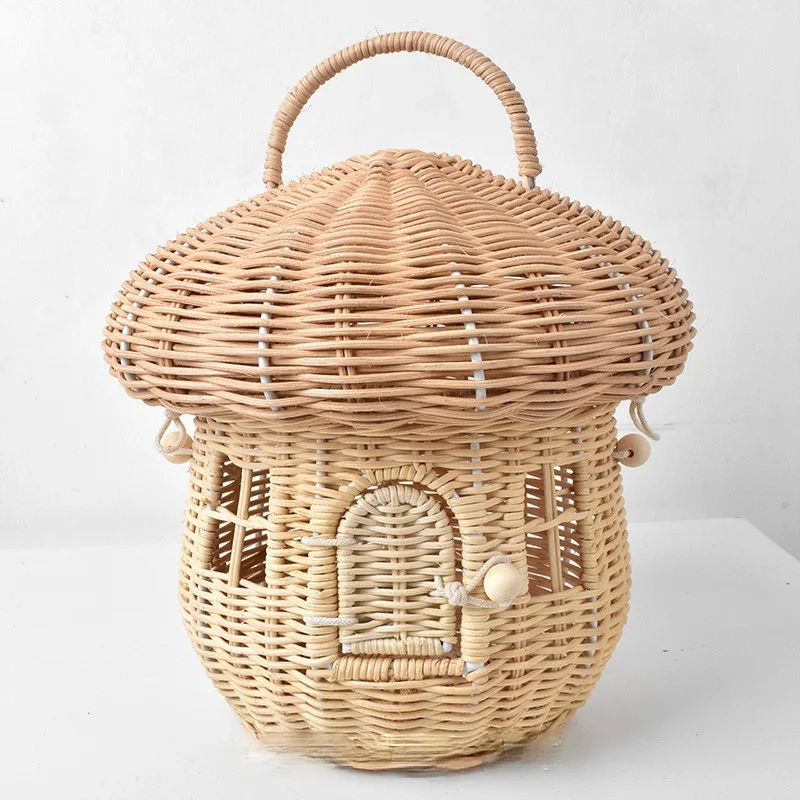 

Детская сумка GY Nordic, маленькая сумка для дома, Детская плетеная Сумка из ротанга с грибами, маленькая корзина, коробка для хранения игрушек д...