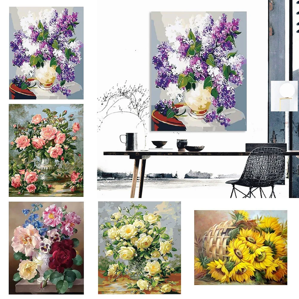 

Painting By Numbers Kits For Adults Rose Frameless Oil Painting By Numbers On Canvas Flowers DIY Digital landscape HandPainted