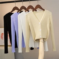 fall 2021 women new hot selling crop top pink sweater cardigan women korean fashion netred casual knitted ladies tops bvy1103