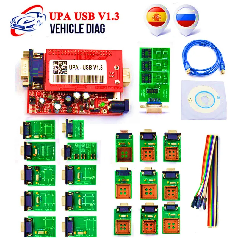 Продвижение UPA USB программатор V1.3 с полным адаптером OBD2 автомобильный диагностический инструмент UPA USB V1.3 ECU Программатор токарный инструмент