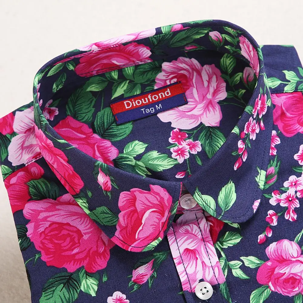 Женская хлопковая блузка в горошек Dioufond Повседневная рубашка с длинным рукавом и