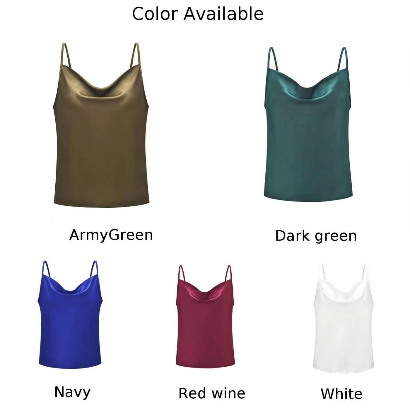 

Women Casual Silk Satin Tank Camis Plain Sleeveless Strappy Camisole Vest Tops Shirts Sexy Backless Femme Fashion Elegent Vest