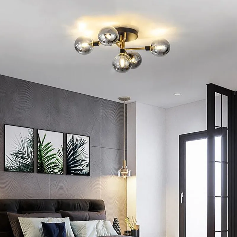 Новая Художественная креативная металлическая стеклянная лампа для спальни