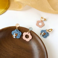 925 silver needle cute jewelry flower earrings delicate design asymmetrical resin drop earrings for girl fine accessories