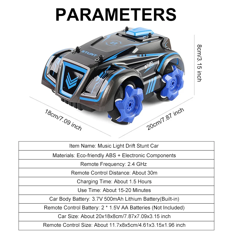 

2.4G 4WD RC Car Updated Version 360Rotation Radio Control Drift Stunt Car Trucks w/ Light & Sound Toys for Christmas Gift