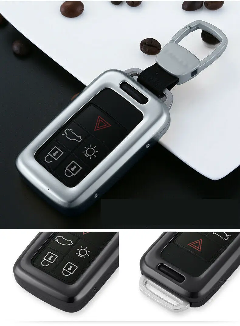

Aluminum Alloy Car Key Fob Case Cover Holder WIth Keychain For Volvo V40 V60 S60 S60L S80 XC60 XC70