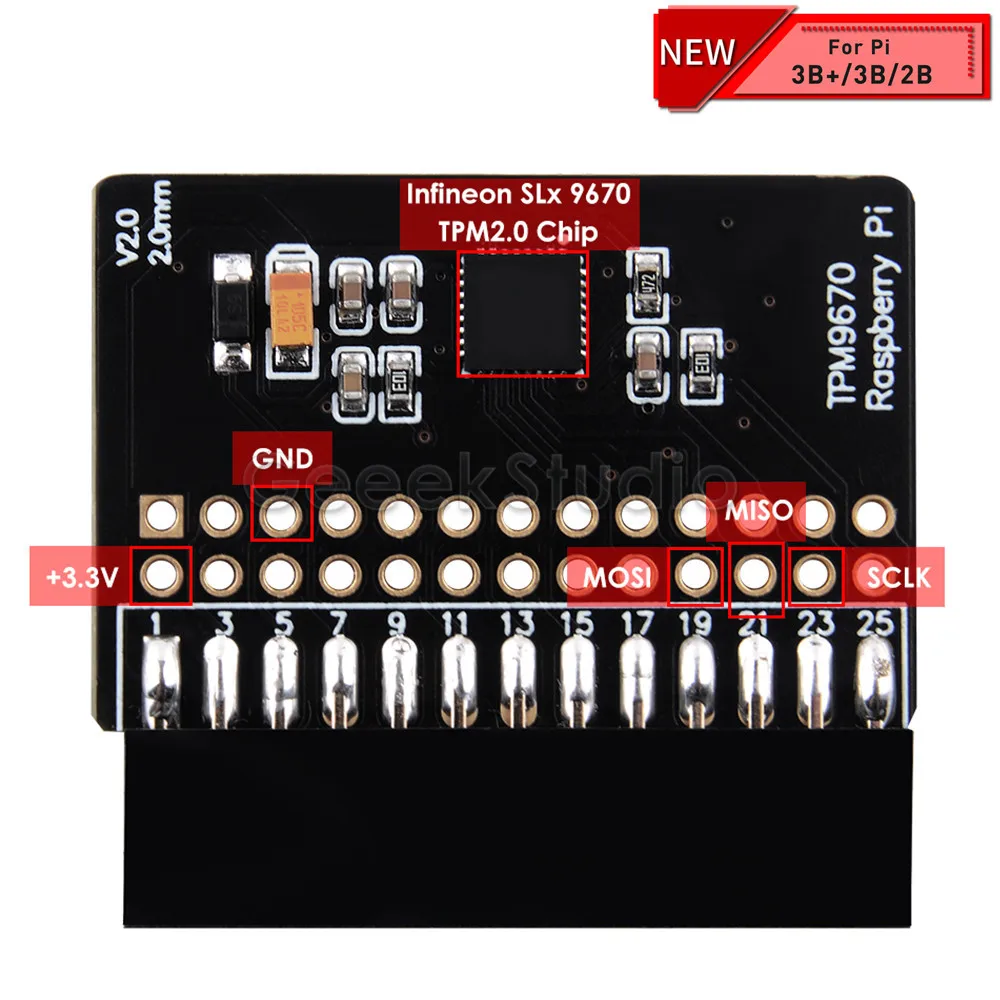 Модуль Raspberry Pi TPM9670, совместимый с Windows 10 IoT для RPI 4B/ 3B +/ 3B/ 2B